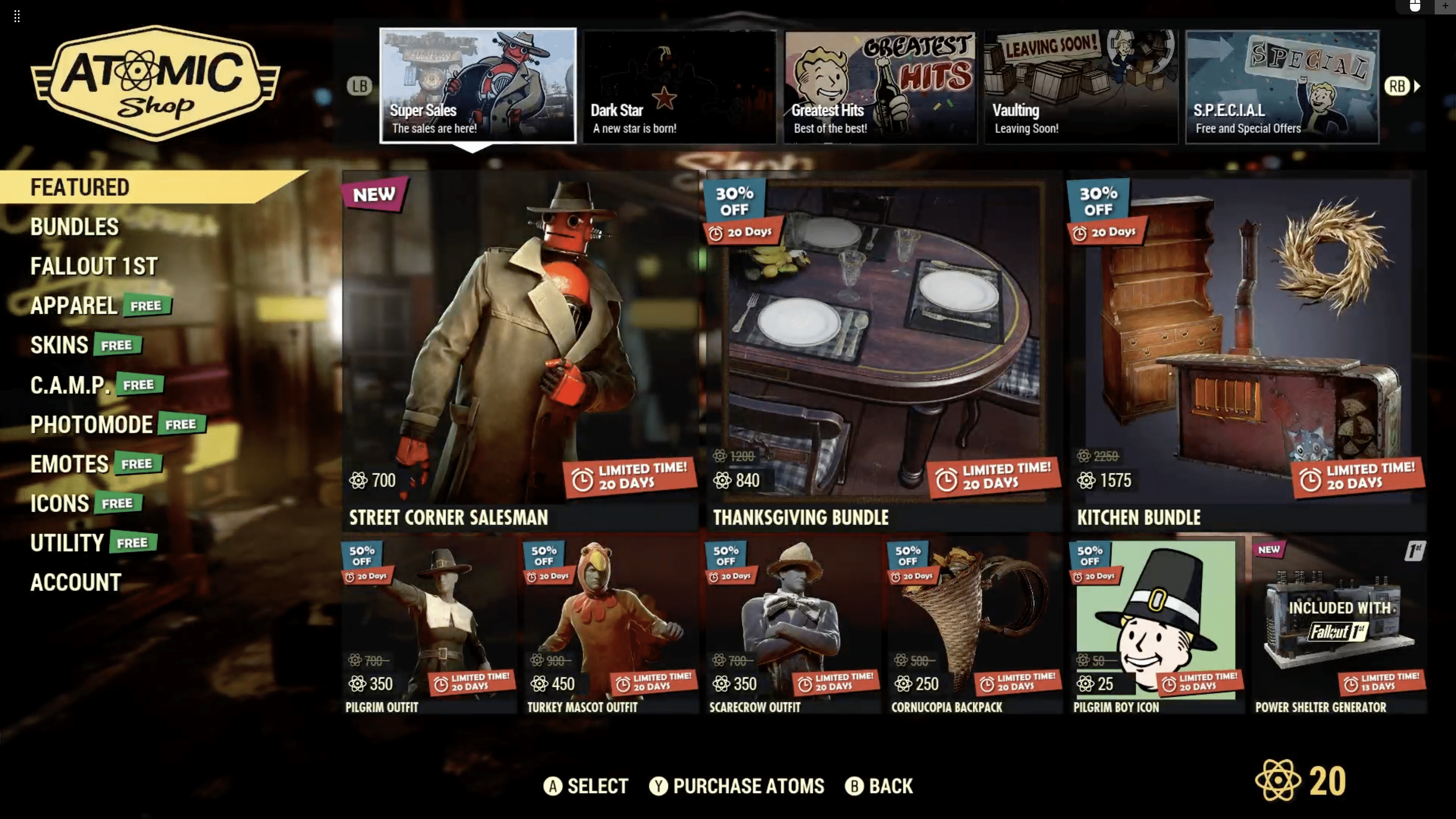 Fallout 76 Atomic Shop weekly update for November 21